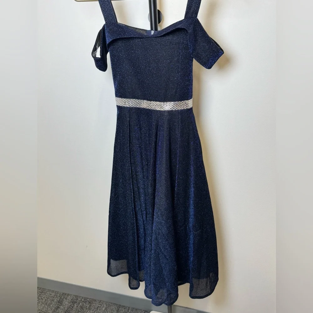 Joy Kids Navy Glitter Dress Size 8 Party Formal